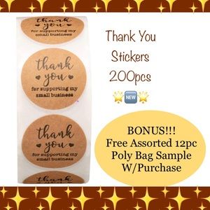 200ct~Thank you Stickers W/Bonus Bags 🌟🆕🌟  (2 Rolls For $20)